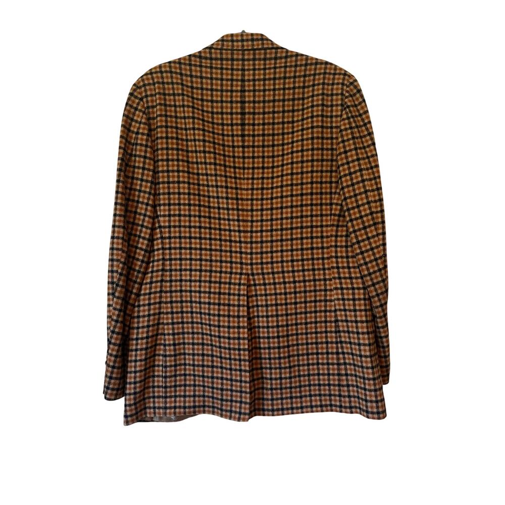 DAKS London Wool Check Men’s Blazer Brown Plaid Vintage Sport Coat 42R - Picture 4 of 9